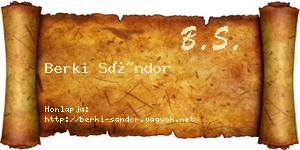 Berki Sándor névjegykártya