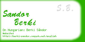 sandor berki business card